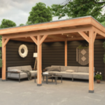Douglas overkapping met overstek 300x600cm+wanden